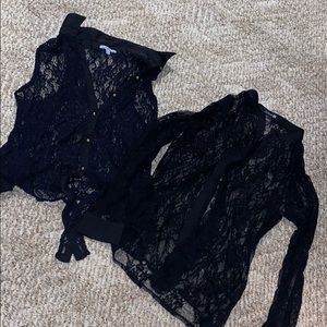 Lace tank and long sleeve shirt